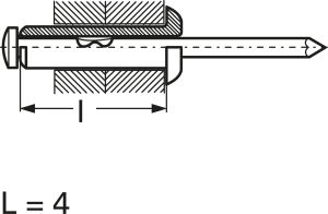 Blind rivet DIN 7337 L 4.0, D 3.0 to 3.1 mm, aluminum alloy, M 0.5 to 1.5 mm