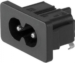 Plug C8, 2 pole, snap-in, PCB connection, black, 4300.0103