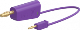 Measuring lead with (2 mm lamella plug, straight) to (4 mm lamella plug, straight), 0.07 m, purple, PVC, 0.5 mm²