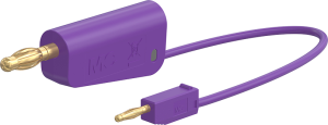 Measuring lead with (2 mm lamella plug, straight) to (4 mm lamella plug, straight), 0.07 m, purple, PVC, 0.5 mm²