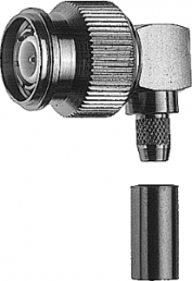 TNC plug 50 Ω, RG-223/U, RG-400/U, RG-142B/U, solder/crimp connection, angled, 100023697