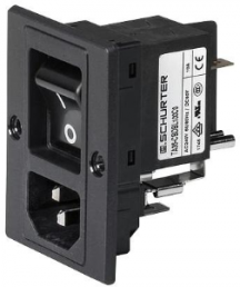 Combination element C14 or C18, 3 pole/2 pole, screw mounting, plug-in connection, black, 3-109-714