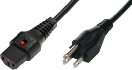 Device connection line, North America, plug type B, straight on C13 jack, straight, SVT 3 x AWG 18, black, 2 m
