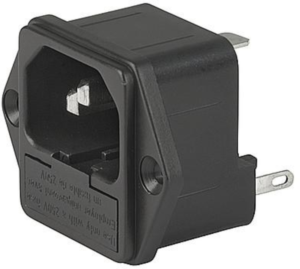 Combination element C14, 3 pole, screw mounting, plug-in connection, black, 4304.6021