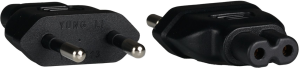 Power adapter IEC C7 to Euro plug, black