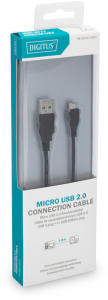 USB 2.0 Adapter cable, USB plug type A to micro-USB jack type B, 1.8 m, black