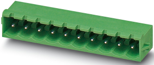 Pin header, 16 pole, pitch 5.08 mm, angled, green, 1926154