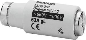 DIAZED fuse DIII/E33, 690 A, gG, 600 V (DC), 500 V (AC), 5SD8063
