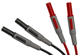 Measuring lead with (4 mm plug, straight) to (4 mm plug, straight), 1.2 m, black/red, CAT III