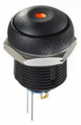 Pushbutton switch, 1 pole, black, unlit , 0.1 A/24 V, mounting Ø 16.2 mm, IP67, IRR1S422