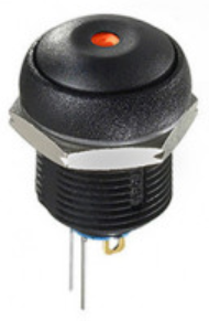 Pushbutton switch, 1 pole, black, unlit , 0.1 A/24 V, mounting Ø 16.2 mm, IP67, IRR1S422