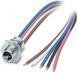 Sensor actuator cable, M12-flange plug, straight to open end, 5 pole, 0.2 m, 16 A, 1425582