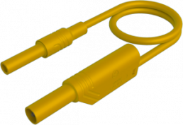 Measuring lead with (4 mm plug, straight) to (4 mm socket, straight), 500 mm, yellow, PVC, 2.5 mm², CAT II