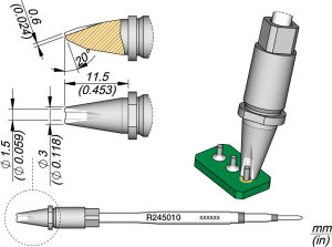 JBC soldering tip, special, R245001/Ø 1.5 mm, pinsoldering tip