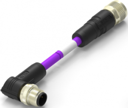 Sensor actuator cable, M12-cable plug, angled to M12-cable socket, straight, 2 pole, 0.5 m, PUR, purple, 4 A, TAB62A35501-001