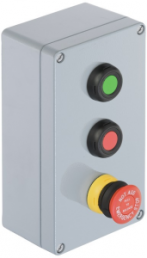Klippon control station, 1 emergency stop pushbutton red, 2 pushbutton green/red, 2 Form B (N/C) + 2 Form A (N/O), 1537570000