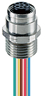 Socket, M12, 8 pole, strand connection, screw locking, straight, 11273