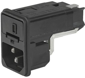 Combination element C14, 3 pole, snap-in, plug-in connection, black, 4303.0034