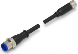 Sensor actuator cable, M8-cable socket, straight to M12-cable plug, straight, 3 pole, 2 m, PUR, black, 4 A, 2273110-5