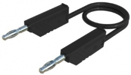 Measuring lead with (4 mm plug, spring-loaded, straight) to (4 mm plug, spring-loaded, straight), 1 m, black, PVC, 1.0 mm², CAT O