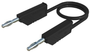 Measuring lead with (4 mm plug, spring-loaded, straight) to (4 mm plug, spring-loaded, straight), 1.5 m, black, PVC, 1.0 mm², CAT O