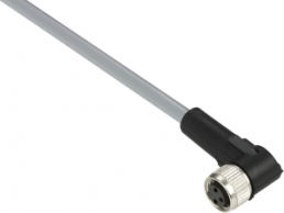 Sensor actuator cable, M8-cable socket, angled to open end, 3 pole, 2 m, PVC, black, 3 A, XZCPV0666L2