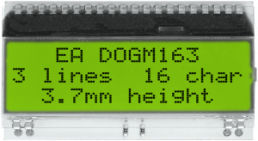 LCD text module EA DOGM163L-A, 3 x 16 characters, 3.65 mm
