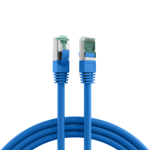 Patch cable, RJ45 plug, straight to RJ45 plug, straight, Cat 6A, S/FTP, LSZH, 1 m, blue