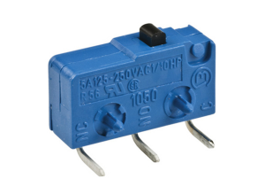 Subminiature snap-action switche, On-On, PCB connection, Pin plunger, 1.5 N, 5 A/250 VAC, IP40