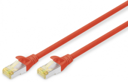 Patch cable, RJ45 plug, straight to RJ45 plug, straight, Cat 6A, S/FTP, LSZH, 0.5 m, red