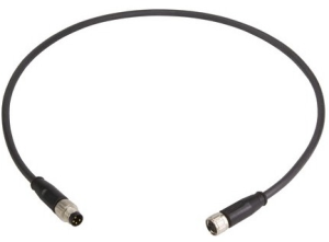 Sensor actuator cable, M8-cable plug, straight to M8-cable socket, straight, 4 pole, 10 m, PUR, black, 21348081489100