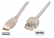 USB 2.0 Extension cable, USB plug type A to USB jack type A, 1.8 m, beige