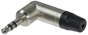 3.5 mm angle jack plug, 3 pole (stereo), solder connection, metal, NTP3RC