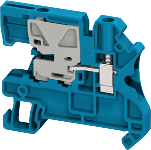 Knife disconnect terminal block, 2 pole, 0.2-4.0 mm², clamping points: 1, blue, screw connection, 32 A