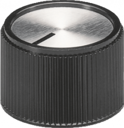 Rotary knob, 6 mm, plastic, black/silver, Ø 20 mm, H 16 mm, A1320260