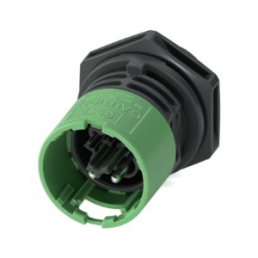 Circular connector, frontpanel, black, 2 poles, 0,5 - 2,5 mm², 400 V, 25A, screw, male, for BUS