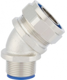 45° hose fitting, M32, 32 mm, Polyamide/Brass, nickel-plated, silver, (L) 76.6 mm