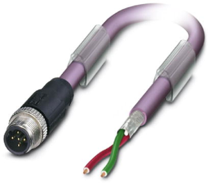 Sensor actuator cable, M12-cable plug, straight to open end, 2 pole, 10 m, PUR, purple, 4 A, 1507269