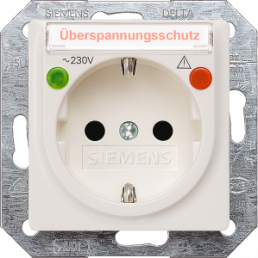 German schuko-style socket outlet with label field, white, 16 A/250 V, Germany, IP20, 5UB1525
