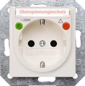 German schuko-style socket outlet with label field, metal, 16 A/250 V, Germany, IP20, 5UB1942
