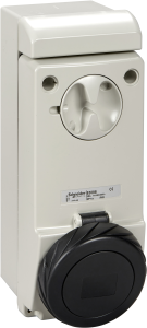 CEE wall socket, 4 pole, 32 A/480-500 V, black, 7 h, IP65, 83098