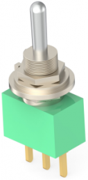 Toggle switch, metal, 1 pole, latching, On-Off-On, 6 A/125 VAC, 4 A/28 VDC, gold-plated, 1-1437558-3