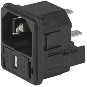 Combination element C14, 3 pole, snap-in, plug-in connection, black, 4301.0002