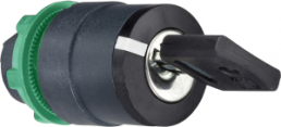 Key switch, unlit, groping, waistband round, black, front ring black, 3 x 45°, mounting Ø 22 mm, ZB5AG712