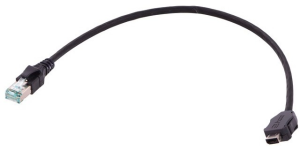 Patch cable, ix industrial type A plug, straight to RJ45 plug, straight, Cat 6A, S/FTP, LSZH, 0.5 m, black