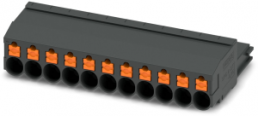 Socket header, 11 pole, pitch 6.35 mm, straight, black/orange, 1233106