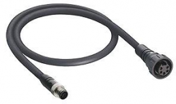 Sensor actuator cable, M12-cable plug, straight to 7/8"-cable socket, straight, 5 pole, 0.5 m, black, 10962