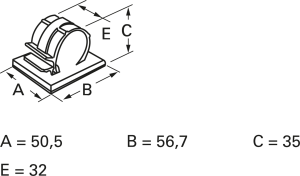 Mounting clamp, max. bundle Ø 28 mm, polyamide, light gray, self-adhesive, (L x W x H) 56.7 x 50.5 x 35 mm