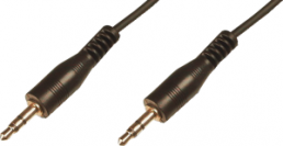 Audio connecting cable, 3.5 mm-stereo plug, straight to 3.5 mm-stereo plug, straight, 2,5 m, nickel-plated, black