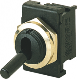 Toggle switch, black, 1 pole, latching, On-Off, 6 A/250 VAC, silver-plated, 1821.6101